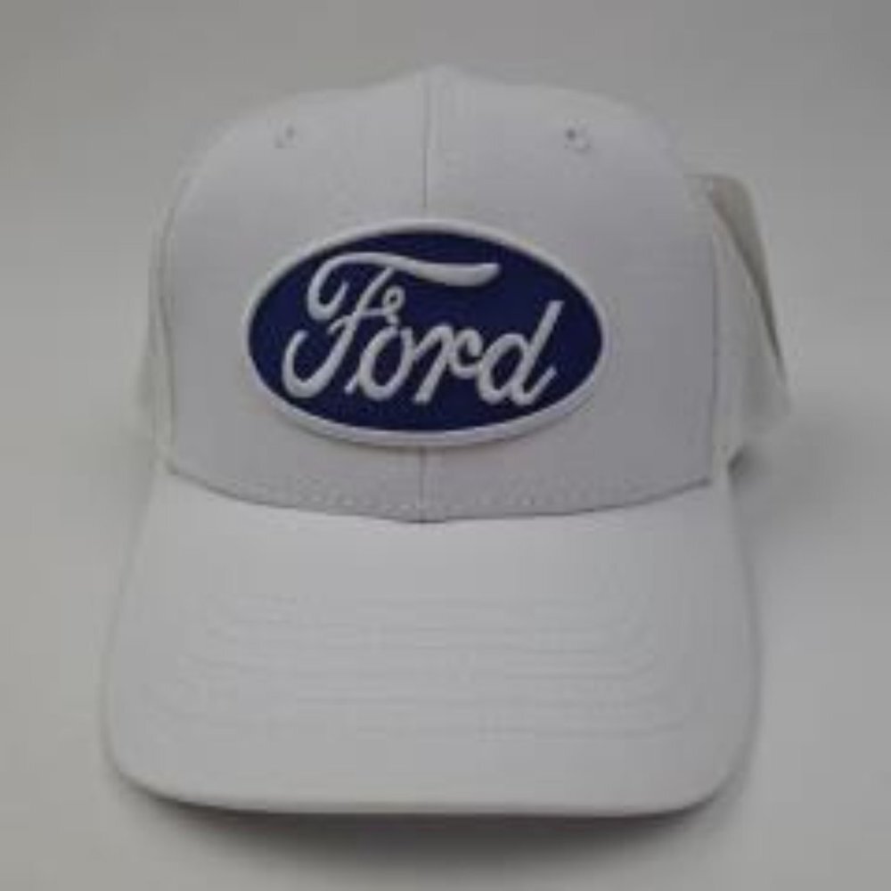 Ford Trucker Embroidered Patch Cap Hat Snapback White Mesh
